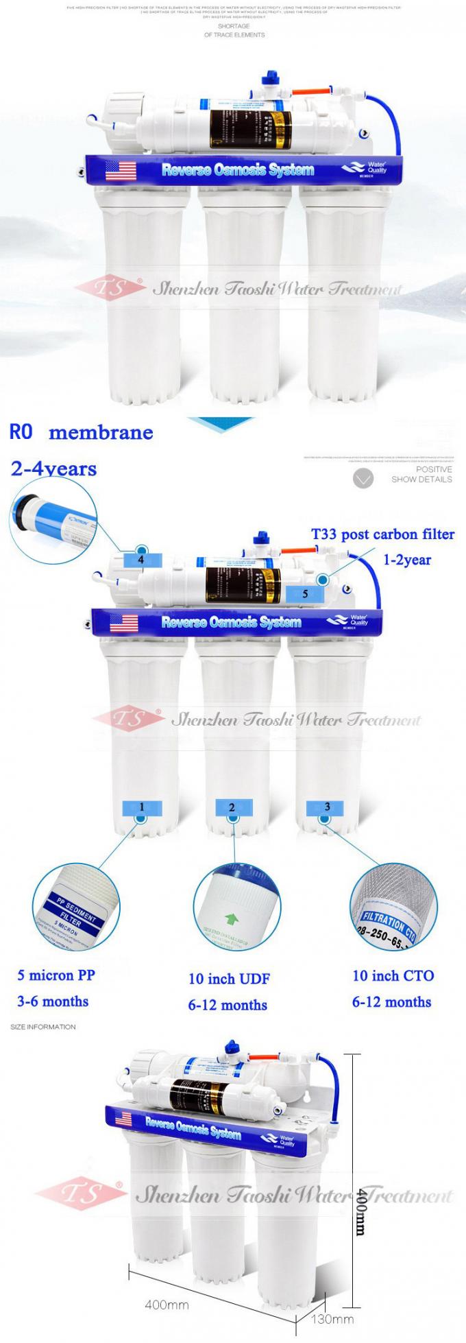 o filtro de água avaliado 5L/Min do fluxo parte o CE home do purificador da água do sistema do RO aprovado