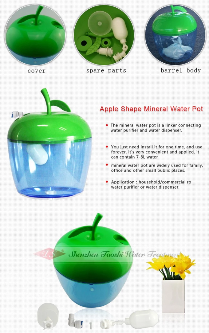 Apple dá forma ao potenciômetro plástico claro da água mineral para o distribuidor da água potável
