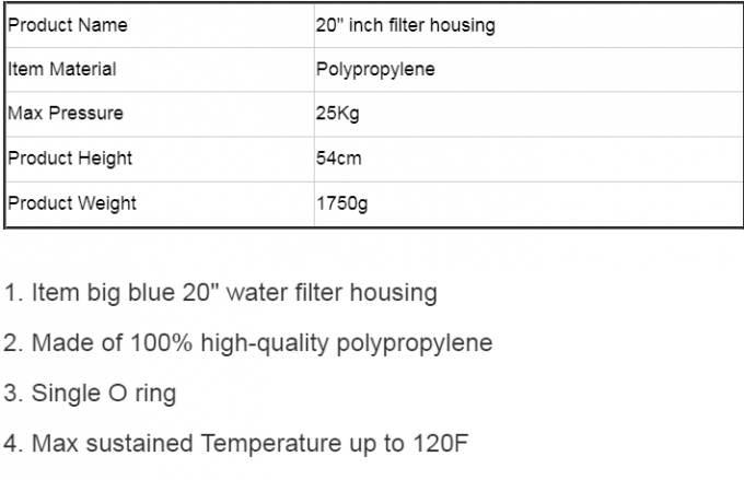 tempo longo da pressão dos sistemas 100psi-250psi Normail da purificação de água da altura de 570mm