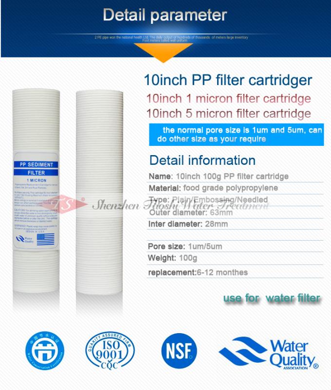 Material dos PP alto densidade do filtro em caixa de água de 20 polegadas 3~6 meses de vida